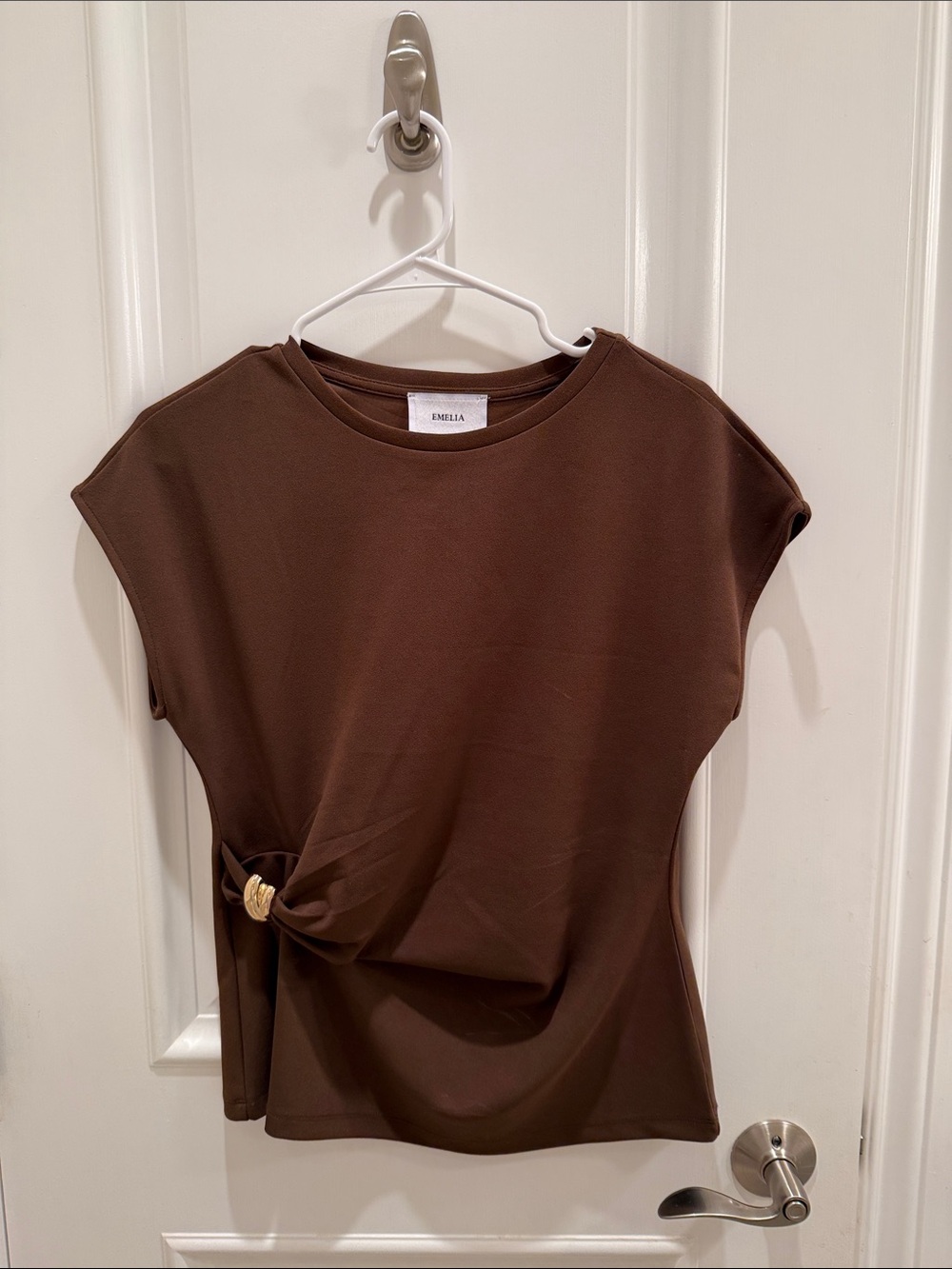 Emilia Brown Knot-Detail Tank Top